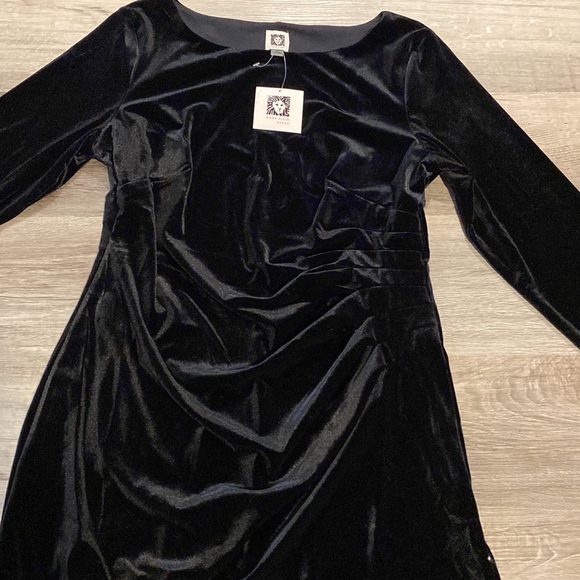 ANNE KLEIN Womens black velvet party dress size 14 - Picture 2 of 9